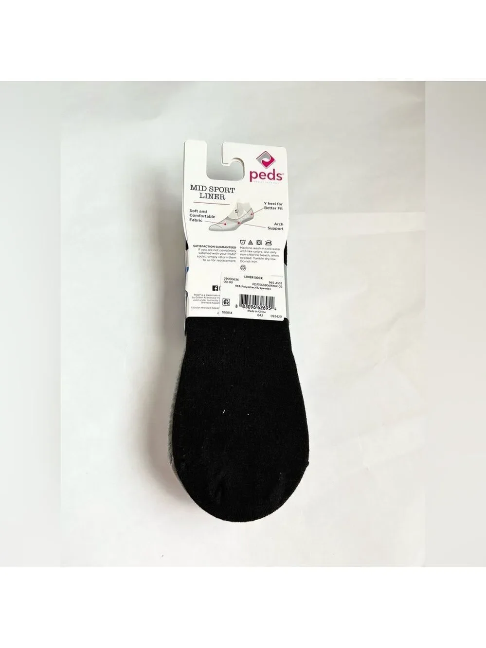 Peds Mid Sport Liner Socks 6 Pairs Black Grey and White NWT